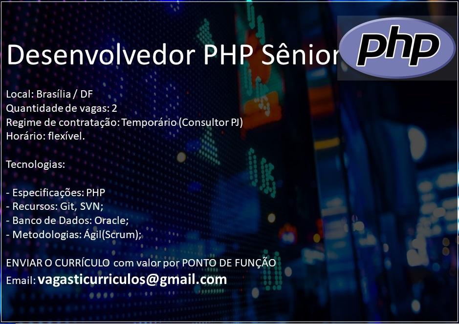 Desenvolvedor PHP Sênior – Temporário PJ