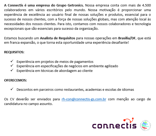 Oportunidade Connectis – Analista de Requisitos