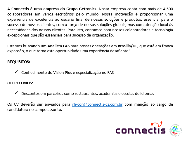 Oportunidade Connectis – Analista FAS