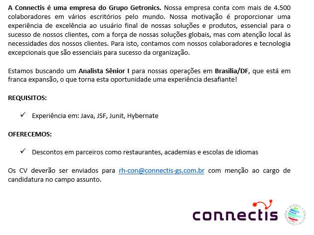 Oportunidade Connectis Brasil – Analista Sênior I