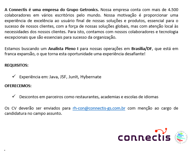 Oportunidade Connectis Brasil – Analista Pleno I