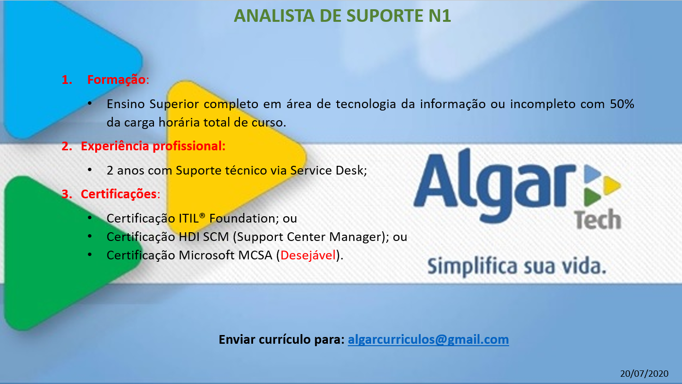 [leonardoti] Vaga Atendente de Service Desk N1