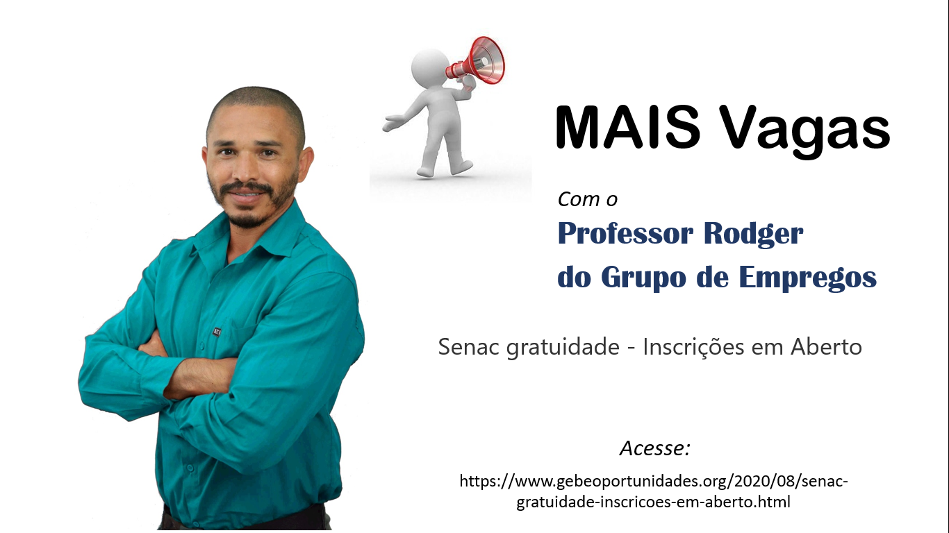 [GEBE Oportunidades] Senac gratuidade – Inscrições em Aberto