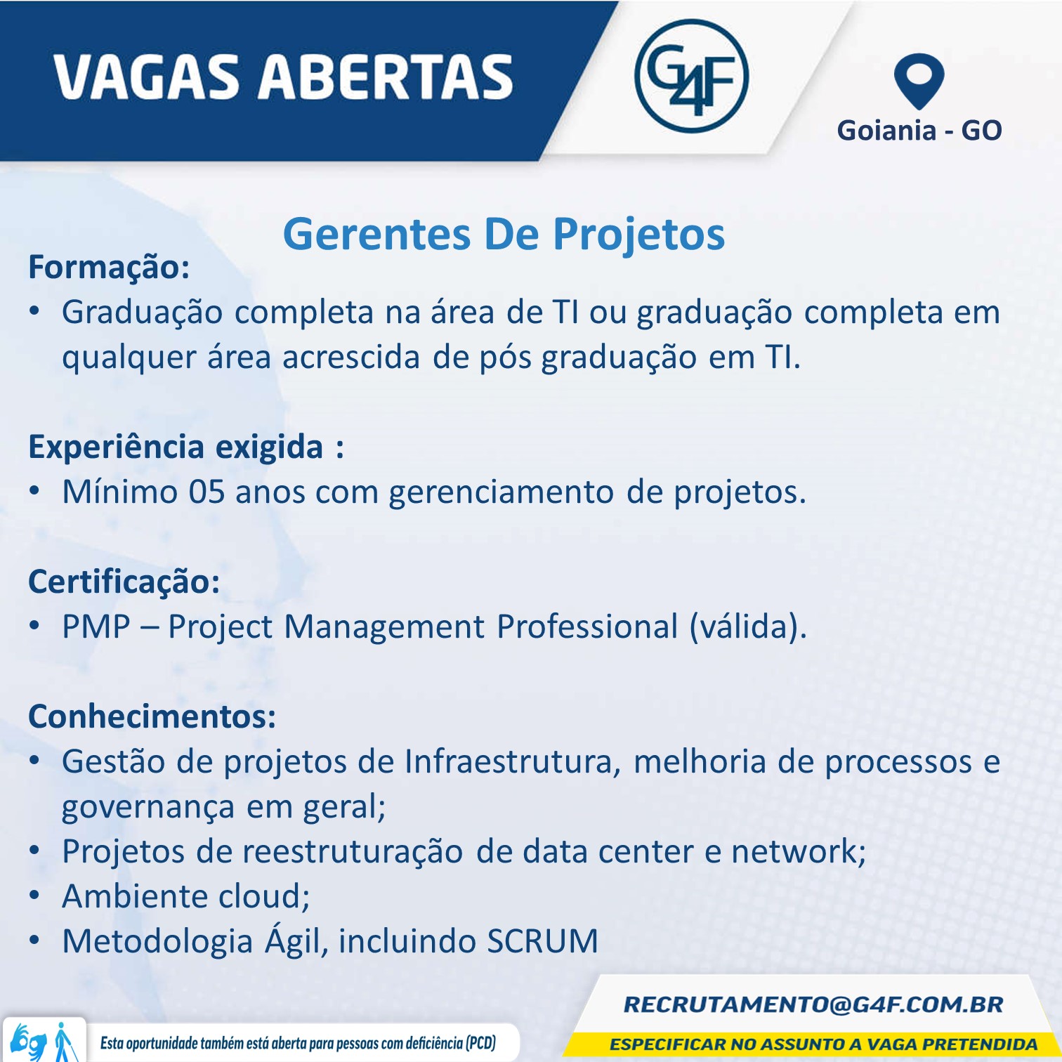 Gerente de Projetos – Goiânia/GO