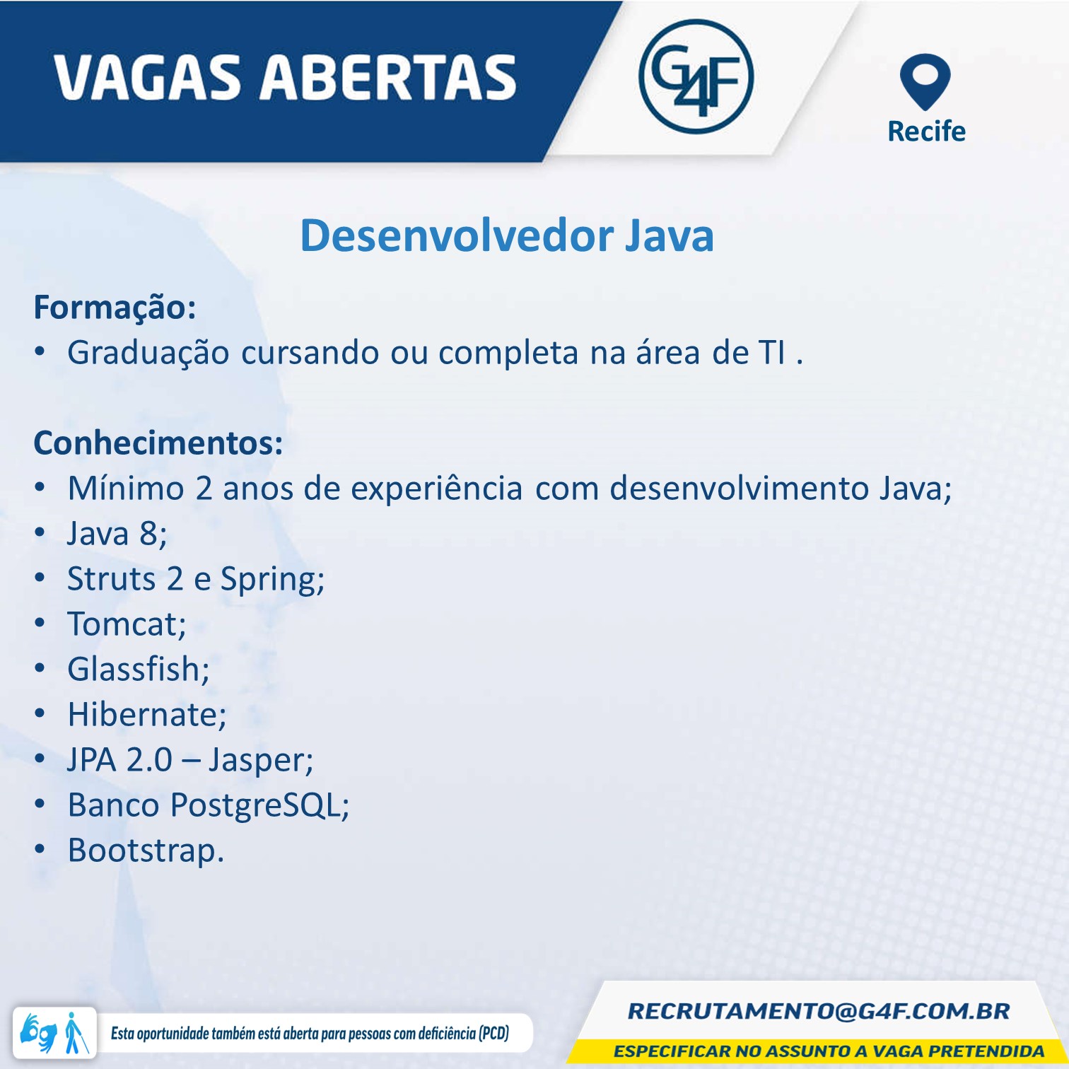 Desenvolvedor Java – Full Stack – Recife/PE
