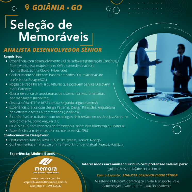 Analista Desenvolvedor Sr – GOIÂNIA – GO