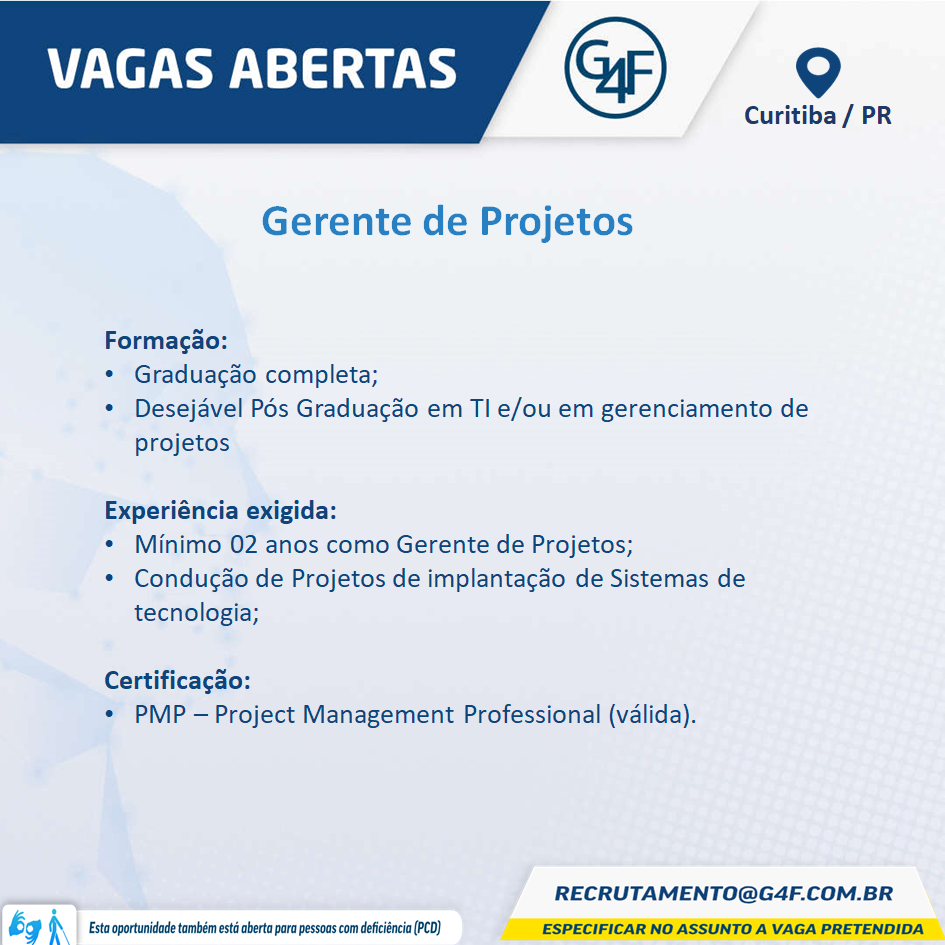 Gerente de Projetos de TI / Curitiba – PR