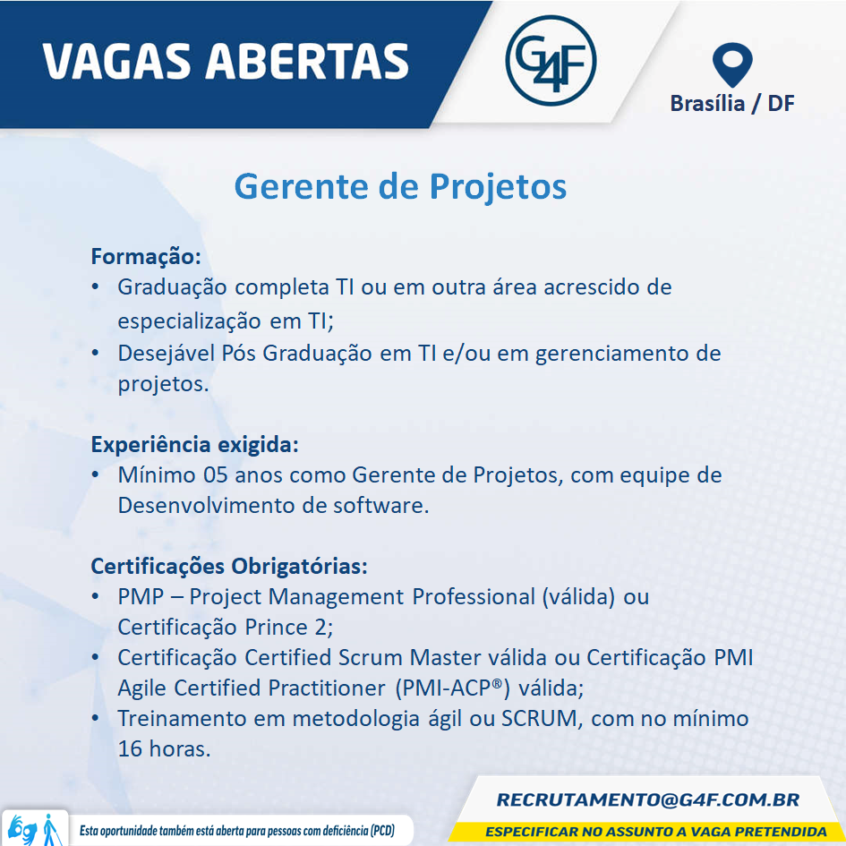 Gerente de Projetos – Brasília/DF