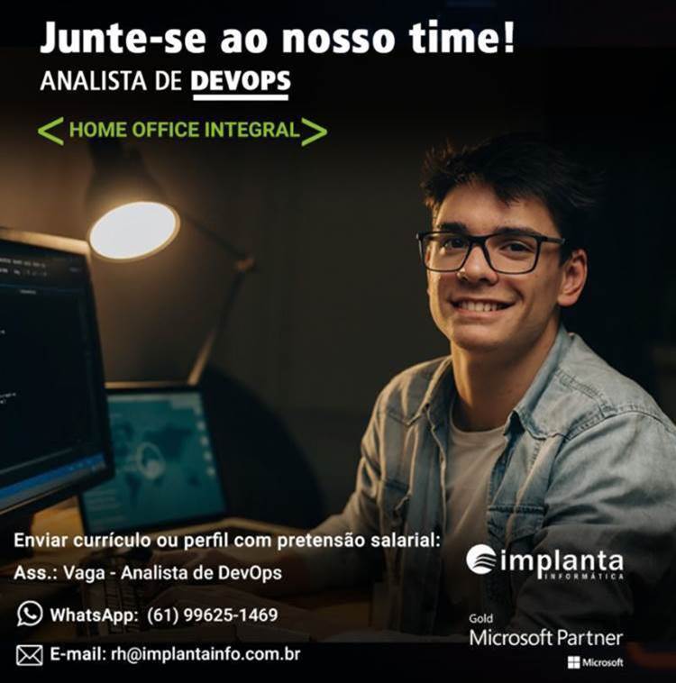 Implanta Informática contrata: Analista DevOps.